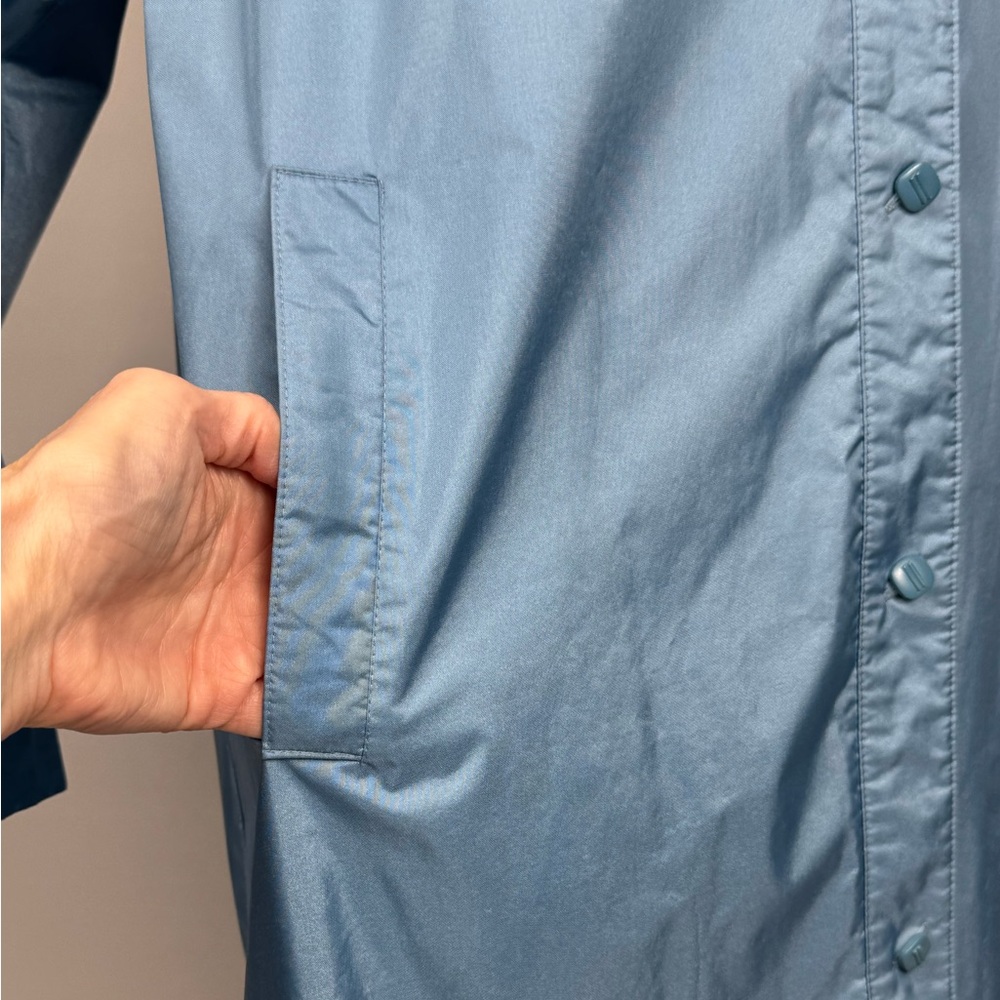 Vintage British Mist Women's Trench Coat Light Blue Lightweight Pockets Size 16 - Picture 5 of 12